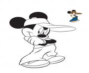 mickey mouse joue au baseball dessin à colorier