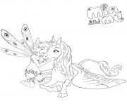 Coloriage mia and me sur sa licorne dessin