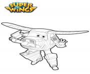 Coloriage Super Wings Jett Avion Rouge est genereux dessin