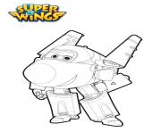 Coloriage Super Wings Jett est pret pour la competition dessin