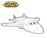 Coloriage Super Wings Jett Avion Rouge est genereux dessin