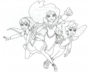 Wonder woman and friends super hero girls dessin à colorier