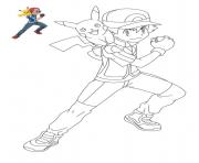 pokemon pikachu et ash dessin à colorier