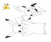 pokemon pikachu et raichu dessin à colorier