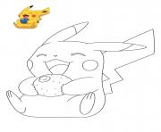 pokemon pikachu entrain de rigoler dessin à colorier