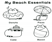 pusheen my beach essentials dessin à colorier