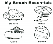 Coloriage Pusheen Summer Ete Plage dessin