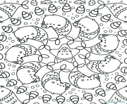 pusheen mermaid mandala adulte dessin à colorier