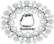 Coloriage Pusheen Summer Ete Plage