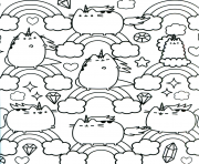 Coloriage Pusheen and Unicorn dessin