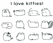 pusheen i love kitties dessin à colorier