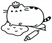 Pusheen the Cat Chef Cook dessin à colorier