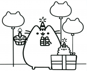 Coloriage pusheen the cat party dessin