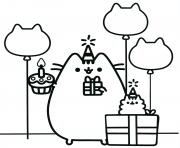 pusheen the cat party dessin à colorier