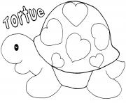 tortue avec des coeurs saint valentin dessin à colorier