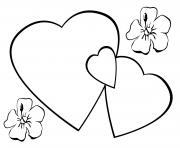 coeurs st valentin fleurs dessin à colorier