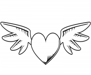 Coloriage coeur avec des ailes st valentin