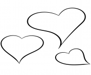 trois coeurs saint valentin dessin à colorier