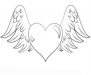 coeur avec des ailes dessin à colorier