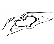 deux mains formant un coeur dessin à colorier