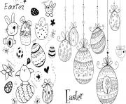 easter doodles paques oeufs lapins dessin à colorier