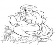 Coloriage princesse ariel disney en robe dessin