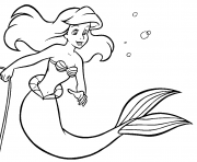 la petite sirene dans la mer dessin à colorier