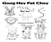 Coloriage nouvel an chinois les 12 animaux du zodiaque chinois dessin