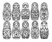 Coloriage matryoshka Matryoshka folk nesting doll Poupee Russe dessin