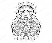 Coloriage adult Matryoshka dolls perspective Poupee Russe dessin