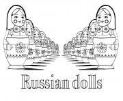 adult Matryoshka dolls perspective double with text Poupee Russe dessin à colorier