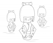 kokeshi dolls Poupee Russe dessin à colorier