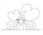 deux escargots amoureux dessin à colorier