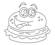 dessin burger kawaii dessin à colorier