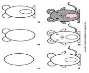 Coloriage comment dessiner une souris etape par etape dessin