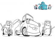 cars 3 guido et ses amis voiture mecanique depanneuse dessin à colorier