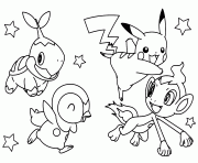 Coloriage pokemon pikachu etoiles et pomme dessin