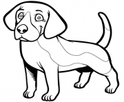 chien beagle souriant dessin à colorier