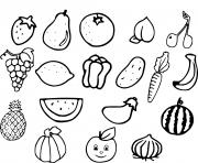 fruits et legumes dessin à colorier