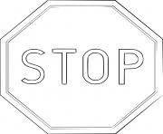 panneau stop arret securite routiere dessin à colorier