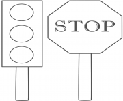 Coloriage panneau stop arret securite routiere dessin