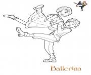 Coloriage ballerina dans les airs avec son partenaire dessin