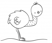 kawaii emu dessin à colorier
