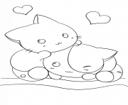 kawaii kittens dessin à colorier