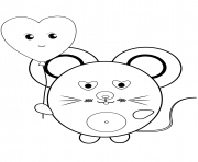 kawaii mouse dessin à colorier