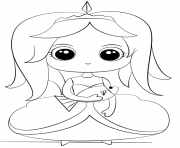 princess with fish kawaii dessin à colorier