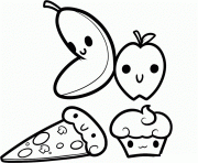 Coloriage fruits kawaii dessin
