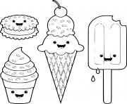 kawaii food glace dessin à colorier