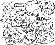 Coloriage cute hamburger food kawaii dessin