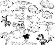 kawaii animaux de la savane dessin à colorier